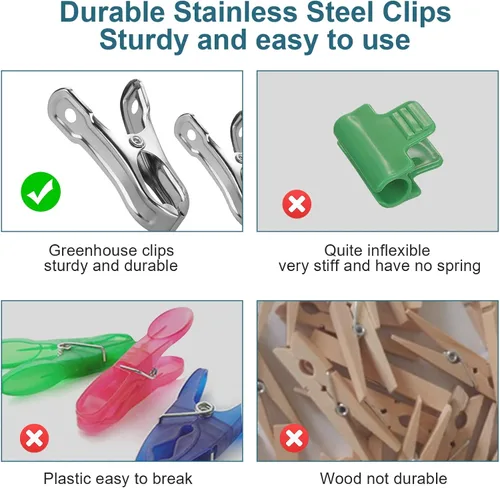 Miniatura 6 de 40 piezas de clips de jardín, abrazaderas de acero inoxidable resistentes para invernadero, clips para malla de invernadero, tienen un agarre fuerte