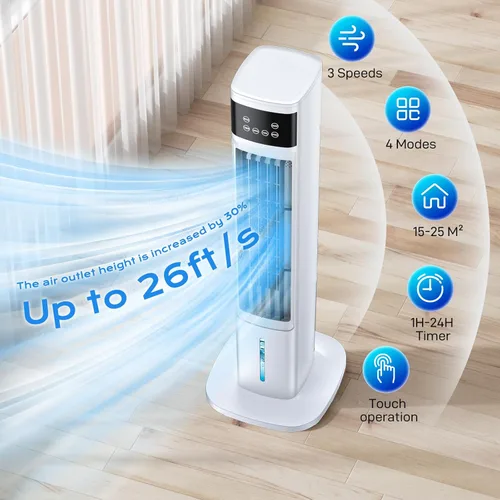 Miniatura 3 de Aire acondicionado portátil 3 en 1 para habitación, enfriador de aire evaporativo, 4 modos, 3 velocidades/temporizador de 24 horas, unidad de CA