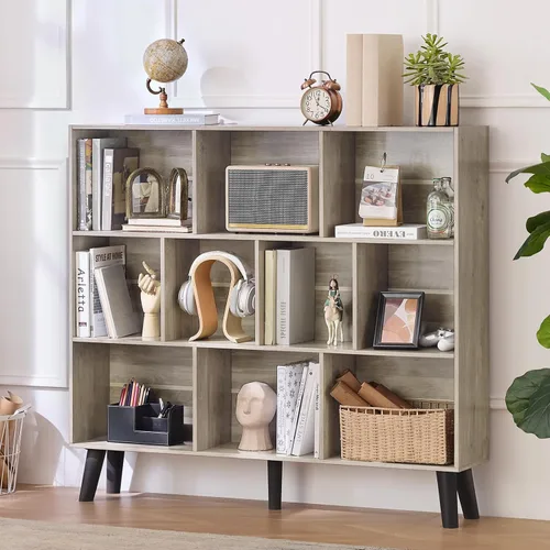 Miniatura 46 de LEYAOYAO Estantería de 5 cubos de 3 niveles con patas, estante negro menta para libros para niños, bonito organizador de almacenamiento, estantes