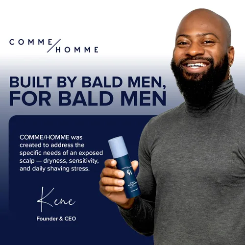 Miniatura 7 de Comme Homme Jabón hidratante para el cuero cabelludo para hombres calvos, limpia, calma y energiza suavemente con albahaca, aloe, té de árbol