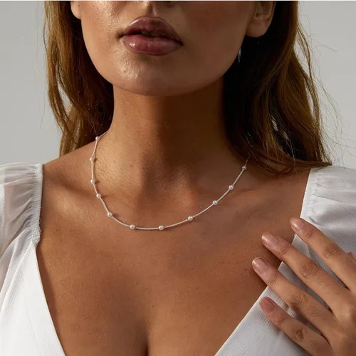 Miniatura 4 de VIROMY Delicado collar de perlas para mujer, chapado en oro de 14 quilates, joyería simple y moderna para el día a día