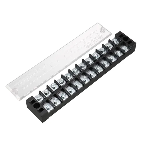 Miniatura 2 de uxcell A13052800ux0615 600V 25A Filas dobles 12P 12 posiciones Bloque de terminales de tornillo de barrera cubierto