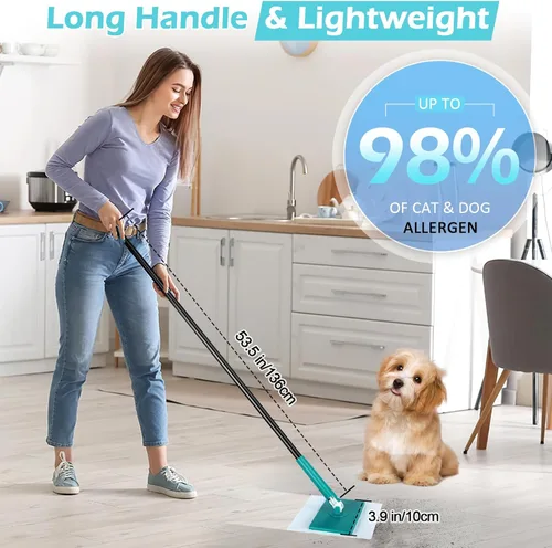 Miniatura 6 de Trapeador barredor para limpieza de suelos de mascotas, trapeador seco desechable con trapos de recambio de trapeadores para gatos y perros