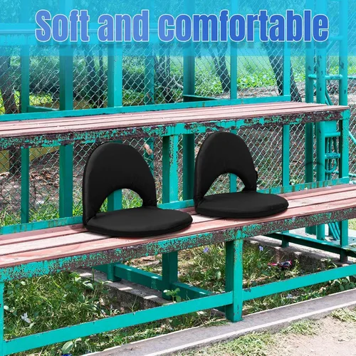 Miniatura 5 de Maitys 2 asientos de estadio para gradas con soporte para espalda, silla acolchada plegable para estadio con 5 posiciones ajustables, silla portátil