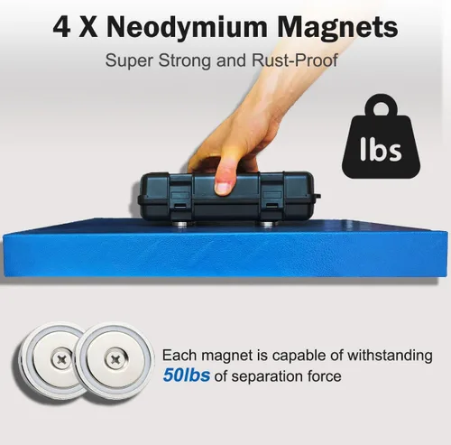 Miniatura 4 de Llavero magnético grande de 7.3 x 4.2 pulgadas para debajo de los camiones, soporte para llaves de automóvil, caja magnética resistente para llaves