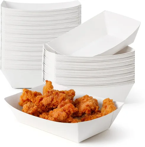 Miniatura 15 de Fit Meal Prep Paquete de 125 bandejas de papel de 5 libras para alimentos desechables de alta resistencia, bandeja de nachos blancos para fiestas