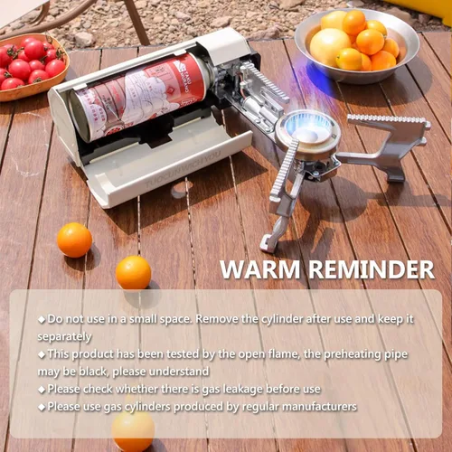 Miniatura 7 de Estufa de casete de 2600 W, fuego ajustable de varias etapas, tanque de gas portátil de butano con paquete de almacenamiento, fácil de transportar