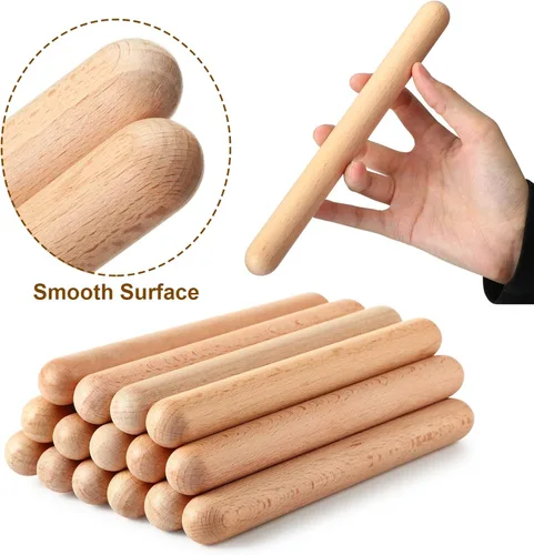 Miniatura 2 de Boao Juego de 20 palos de ritmo musical de 8 pulgadas para niños a granel, palos Lummi de música con bolsa de transporte, clavos de madera clásicas