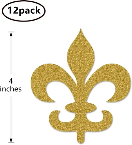 Miniatura 2 de Recortes dorados de Mardi Gras, paquete de 12 decoraciones de mesa de doble cara para fiesta de cumpleaños