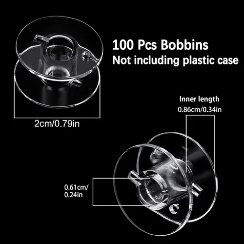 Miniatura 2 de 50 bobinas, bobinas de plástico para máquina de coser, bobinas de coser con estuche de bobina, bobina para Sin-ger/Bro-Ther, bobinas para máquina