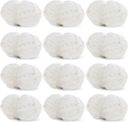 Miniatura 19 de HOMBYS Hilo de Chenille Grueso Carbón para Crochet, Hilo Grueso Espeso y Esponjoso para Tejer, Hilo Súper Grueso para Tejer Mantas a Mano, Hilo