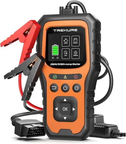 Arrancador de batería de automóvil con escáner OBD2 5000A, arrancador de batería de automóvil portátil (toda gasolina/10L diésel), caja de arranque
