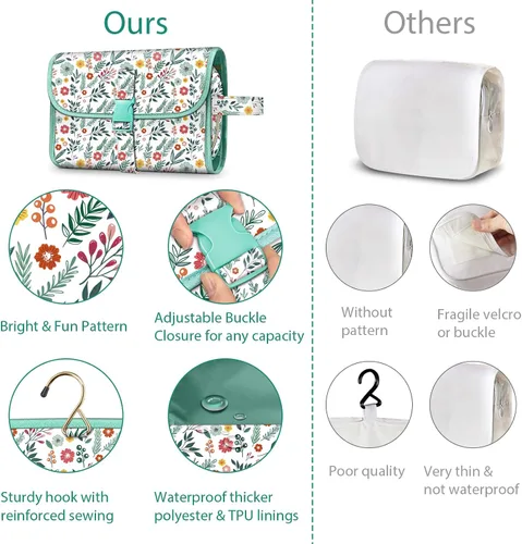 Miniatura 5 de Fintie - Bolsa de viaje portátil para cosméticos y artículos de aseo, bolsa grande colgante resistente al agua, organizador de maquillaje y Primavera