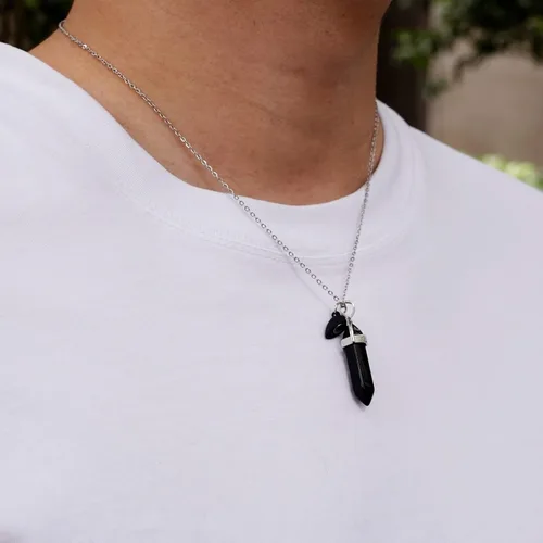 Miniatura 6 de POZANKI 2 collares con dije de cristal curativo de cuarzo negro y rojo, collar de corazón a juego para parejas, mejor amigo, novio, novia, regalo