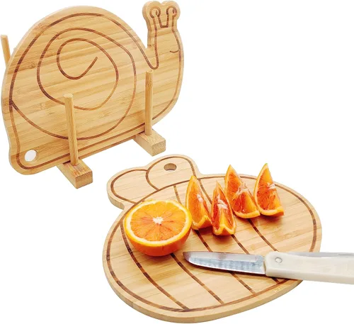 Miniatura 3 de Youkoo Juego de tabla de cortar de bambú pequeña, mini tabla de cortar de madera de frutas, tabla de queso con forma de caracol y abeja