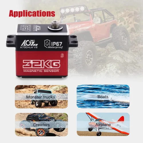 Miniatura 7 de AGFRC A73CHLW V2 70.5 lbs Servo de dirección RC sin núcleo de alto esfuerzo de torsión y programador servo AGF-SPV3