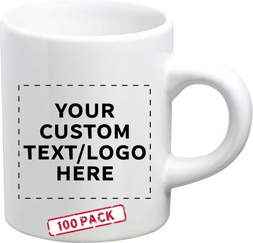 Miniatura 9 de DISCOUNT PROMOS Juego de 10 mini tazas de cerámica, 4 oz. - Gres, café, duradero, mango en C, color blanco