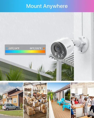 Miniatura 4 de ZOSI Sistema de cámara de seguridad 5MP 8CH PoE con cable con audio, 4 piezas de cámaras PoE para exteriores, visión nocturna, NVR 5MP 3K