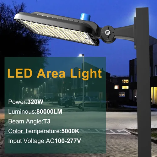 Miniatura 2 de Iluminación de estacionamiento LED de 320W (350 * 1W) (48000Lm Eqv 1200W HID/HPS) 150LM/W Luces de estacionamiento de montaje en brazo al aire libre