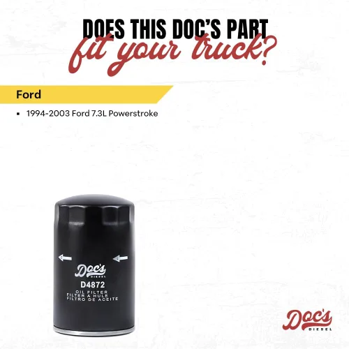 Miniatura 3 de Doc's Diesel Filtro de aceite D4872 Compatible con Ford 7.3L Powerstroke 1994-2003 Sustituye a FL1995
