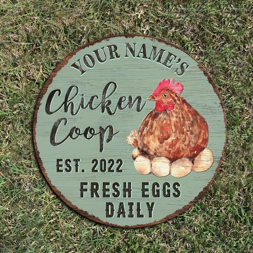 Miniatura 6 de Letrero de madera de gallinero personalizado para gallinero, diseño de granja esponjosa, varios tamaños, nombre personalizado, título y cita