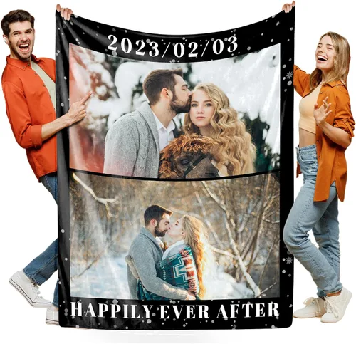 Miniatura 17 de Manta personalizada con foto, manta de collage personalizada con tu propia imagen, fabricada en Estados Unidos, regalo para ella, él, mujeres