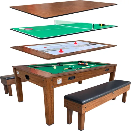 RACK Luxor - Mesa giratoria de 7.5 pies, 4 en 1, multijuego para billar y pool