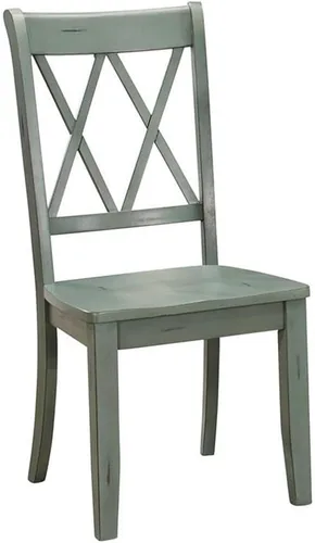 Miniatura 6 de Lexicon Janina - Juego de 2 sillas de comedor modernas de granja, juego de 2, madera maciza, respaldo cruzado, para cocina tradicional moderna Verde