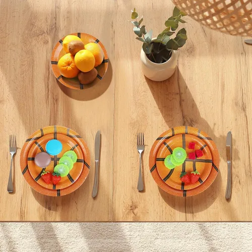 Miniatura 5 de durony 60 platos de papel de baloncesto desechables para fiestas de 7 pulgadas y 9 pulgadas, platos de postre para decoración de fiestas