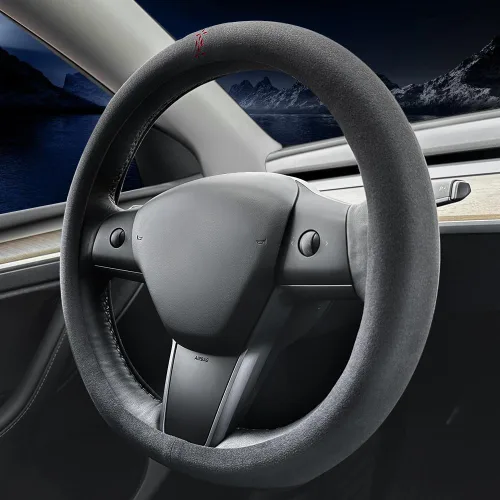 Carodi Funda de gamuza para volante de automóvil, adecuada para funda de volante Tesla Model 3/Model Y