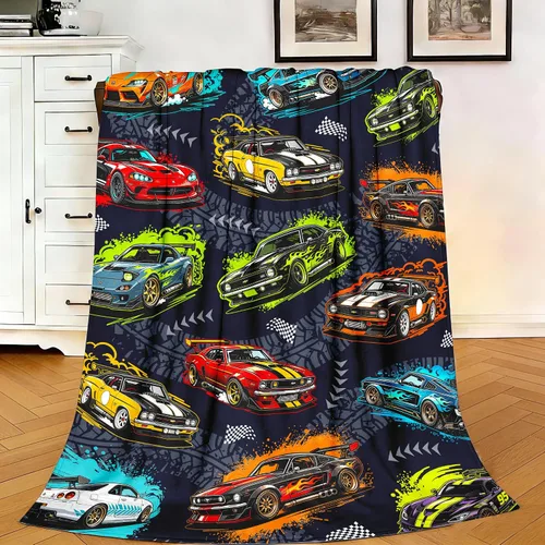 Miniatura 2 de Racing Car Blanket Car Gifts for Boys Kids Soft Cozy Flannel Unique Racing Cars Stuff Throw Blanket Cool Cars Lovers Gifts for Girls Baby Birthday