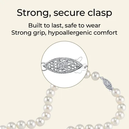 Miniatura 13 de The Pearl Source Real Pearl Necklace for Women with AAA+ Quality Round White Freshwater Genuine Cultured Pearls