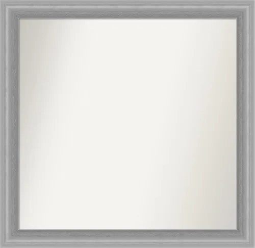 Miniatura 222 de Amanti Art Espejo de baño plateado para sobre el fregadero, 24 x 24 pulgadas, espejo cuadrado de peltre forjado a medida, marco de madera casual