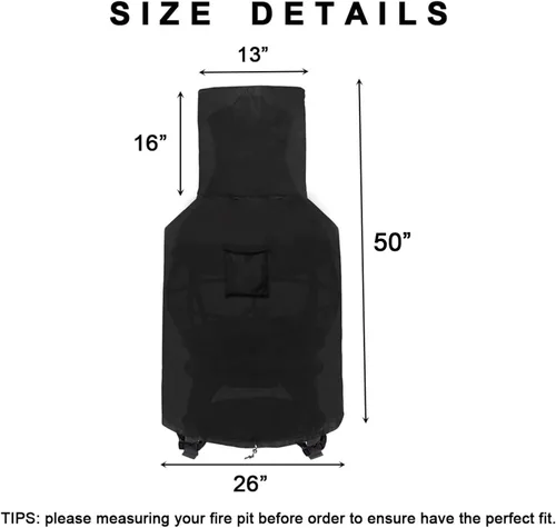 Miniatura 5 de WOMACO Cubierta de chimenea impermeable para chimenea de patio, resistente a la intemperie, cubierta protectora para chimenea al aire libre