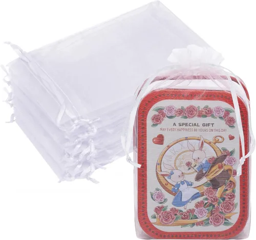 Miniatura 7 de Bolsas de organza de 3x4 pulgadas, 50 paquetes de pequeñas bolsas de regalo de malla con cordón, bolsas de muestra para fiesta, boda, baby shower