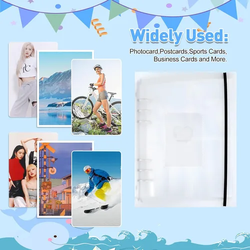 Miniatura 7 de SHANGRLA Carpeta para tarjetas fotográficas A5 Kpop con 25 fundas de doble cara, organizador recargable de 6 anillos para tarjetas intercambiables