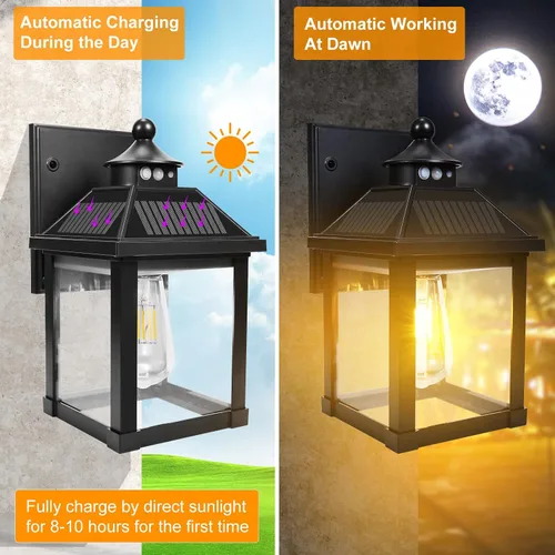 Miniatura 2 de Luces solares de pared para exteriores, luces con sensor de movimiento del atardecer al amanecer, impermeables, luces solares para porche con 3 1