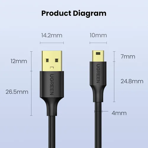 Miniatura 9 de UGREEN Cable mini USB de 3 pies, cable USB Mini 2.0, cable de carga mini USB B compatible con Garmin Nuvi GPS, SatNav, Dash Cam, cámara, controlador