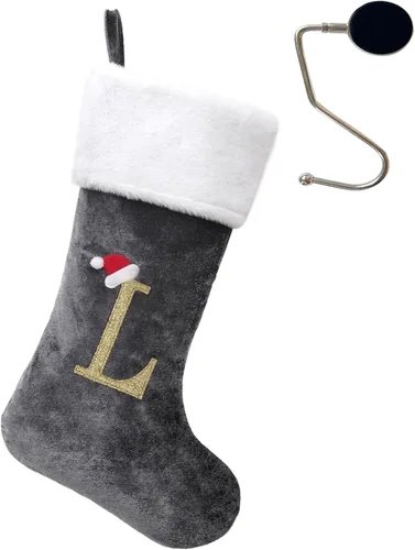 Miniatura 92 de Medias de Navidad de 20 pulgadas con monograma, letras, medias súper suaves grandes de Navidad, medias de monograma rojo para Navidad, regalo