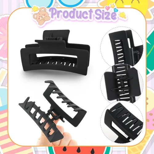 Miniatura 4 de WLLHYF Pinzas cuadradas de 3.5 pulgadas para el cabello, pasadores mate antideslizantes, horquillas de sujeción fuerte, pinzas de plátano medianas
