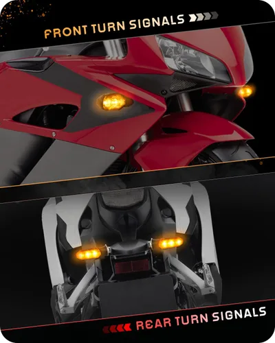 Miniatura 4 de 4 piezas de señales de giro universales para motocicleta, luces LED de señal de giro delanteras y traseras, intermitentes secuenciales ámbar