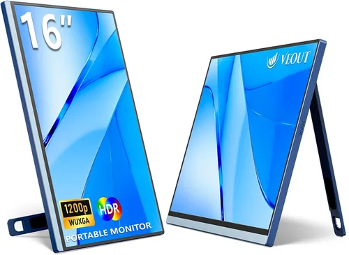 Miniatura 10 de Veout Monitor portátil de 16 pulgadas para laptop, pantalla externa de viaje FHD IPS de 1920 x 1200P, doble USB-C y mini-HDMI, filtro de luz azul