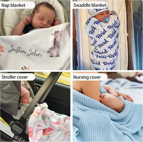 Miniatura 5 de Magimagine Mantas de bebé personalizadas, manta de bebé personalizada – Manta de bebé con nombre para niños, el mejor regalo para bebé, luna recién
