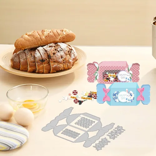 Miniatura 2 de INFUNLY Caja con forma de caramelo, troquelada, caja de chocolate 3D, troqueles de corte de metal, caja de regalo, caja de regalo para Navidad, San