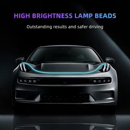 Miniatura 5 de Ziciner Tira de luz para capó de automóvil, tira LED flexible de 59 pulgadas, impermeable, luces de circulación diurna, accesorios universales