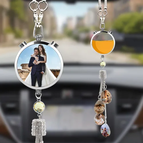 Miniatura 13 de Colgante personalizado negro-8 para foto de coche, adornos colgantes de automóvil, para mujeres y hombres, regalo del día de San Valentín