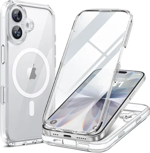 Miniatura 51 de Miracase Funda para iPhone 13 de 6.1 pulgadas, [sin burbujas] funda de teléfono de cuerpo completo con pantalla de vidrio completa integrada, sin