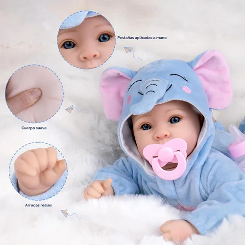 Miniatura 2 de Aori Muñeca de bebé niño de 17 pulgadas, muñecas de bebé de la vida real con kit de alimentación incluido, muñeca de bebé recién nacido que se ve