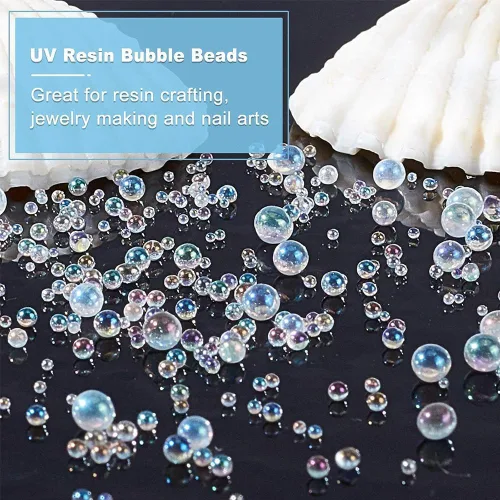 Miniatura 6 de OLYCRAFT 210g 1~3mm Cuentas de Cristal con Burbujas Sin Agujero Iridescentes Cuentas de Gotas de Agua Burbuja Cuenta de Cristal Iridescente