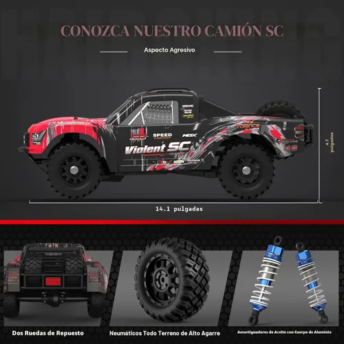 Miniatura 4 de HAIBOXING 3100A 4X4 Off-Road Camión de carrera corta RC sin escobillas, auto RC rápido a escala 1:14, velocidad máxima de 26.1 mi/h